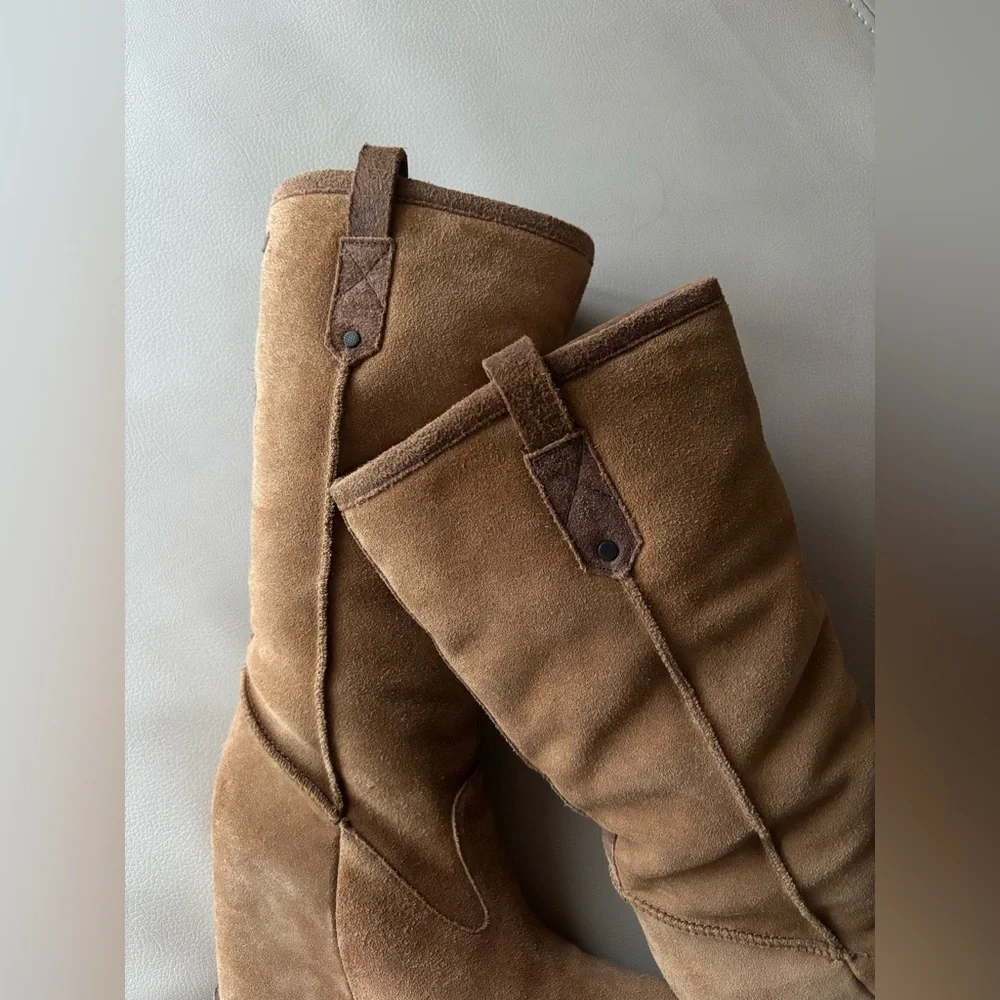 Womens UGG high heel platform suede warm boots - Picture 7 of 12
